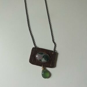 Leather Gemstone Necklace